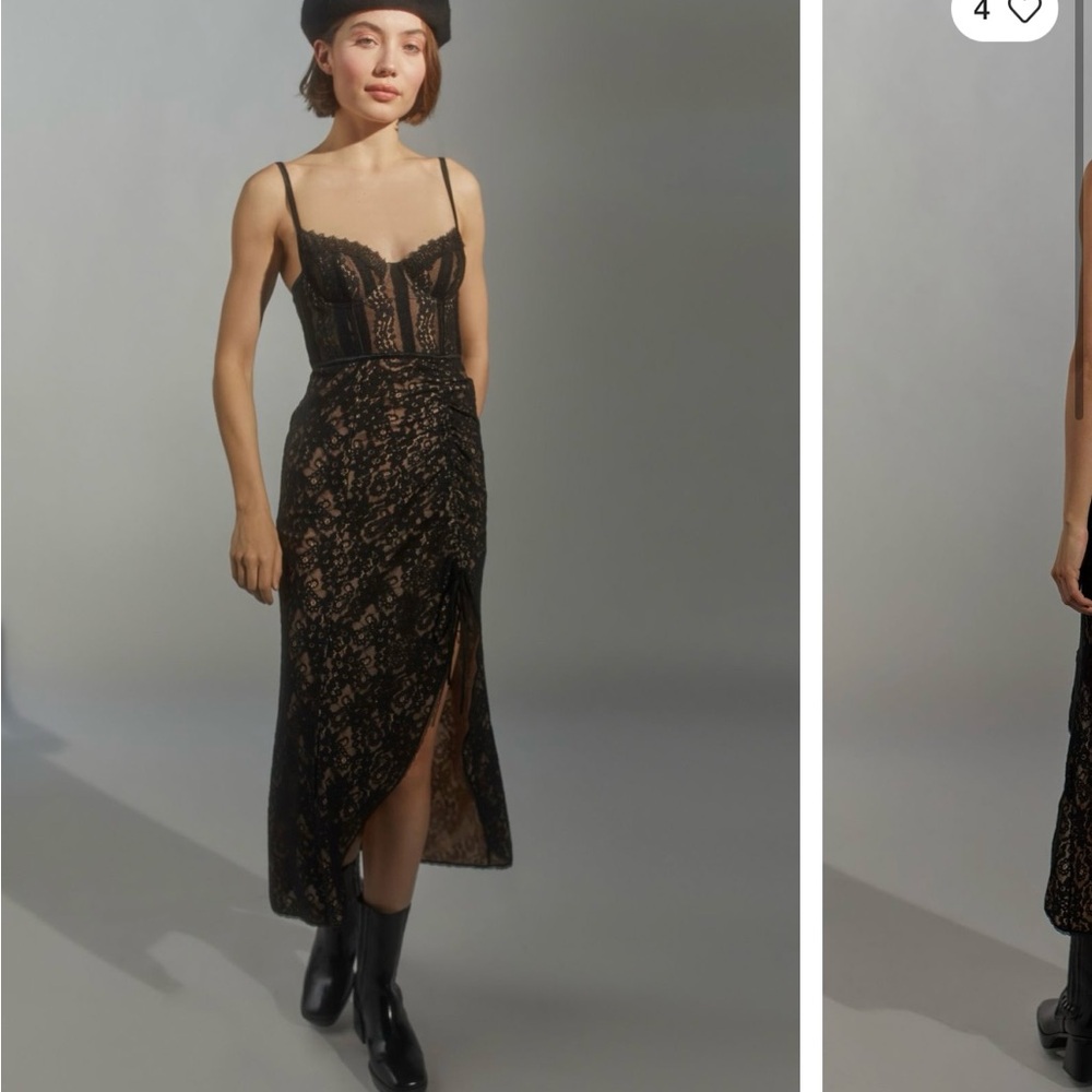 Elegant Black Lace Corset Dress Urban Outfitters